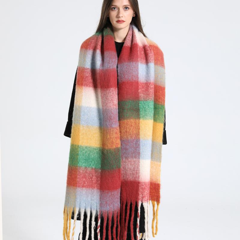 NEW Luxury Cashmere Women Plaid Scarf Winter Warm Shawl and Wrap Bandana Pashmina Long Tassel Female Foulard Thick Blanket