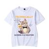 Technically Alcohol Is A Solution Graphic Tshirt Funny Cat Drinking Beer Tshirt Fashion Harajuku T-shirt Women Men Brand Tshirt