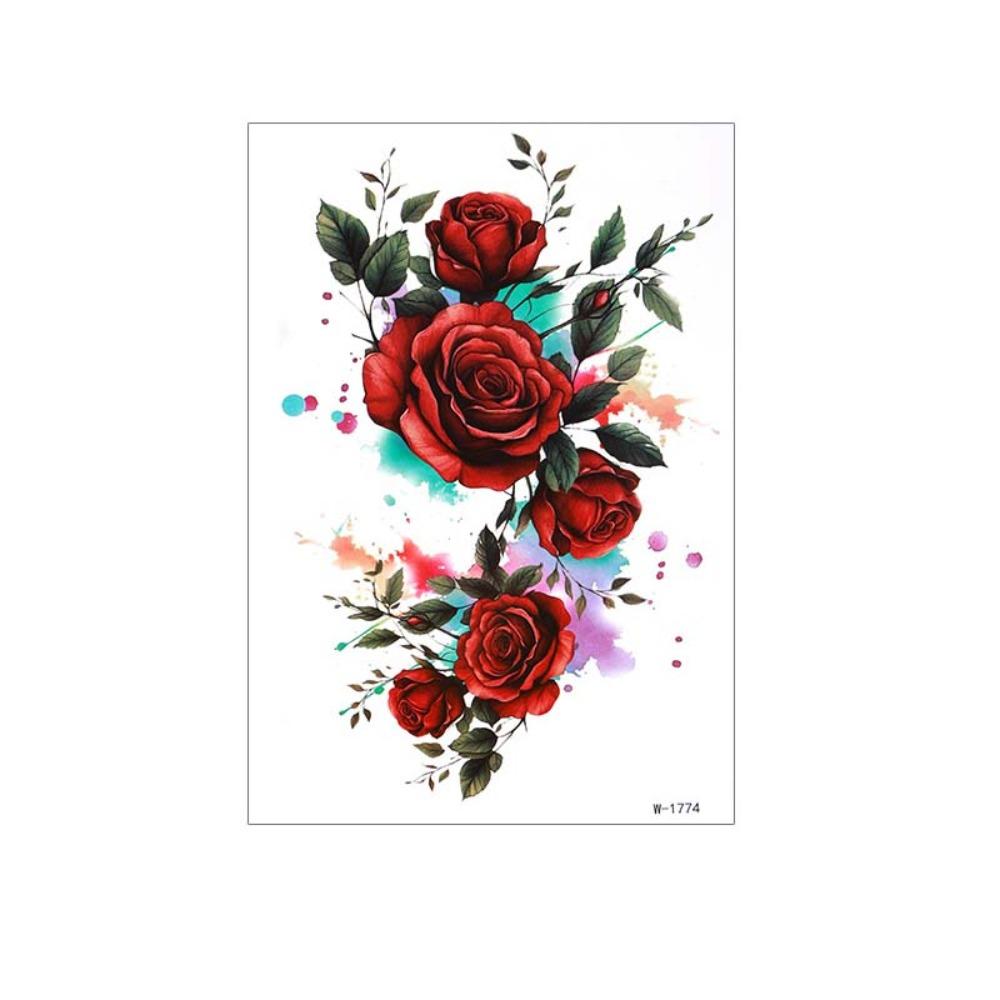 

Waterproof Flower Temporary Tattoo Stickers Green Leaf Floral Fake Tattoos Girl Style B