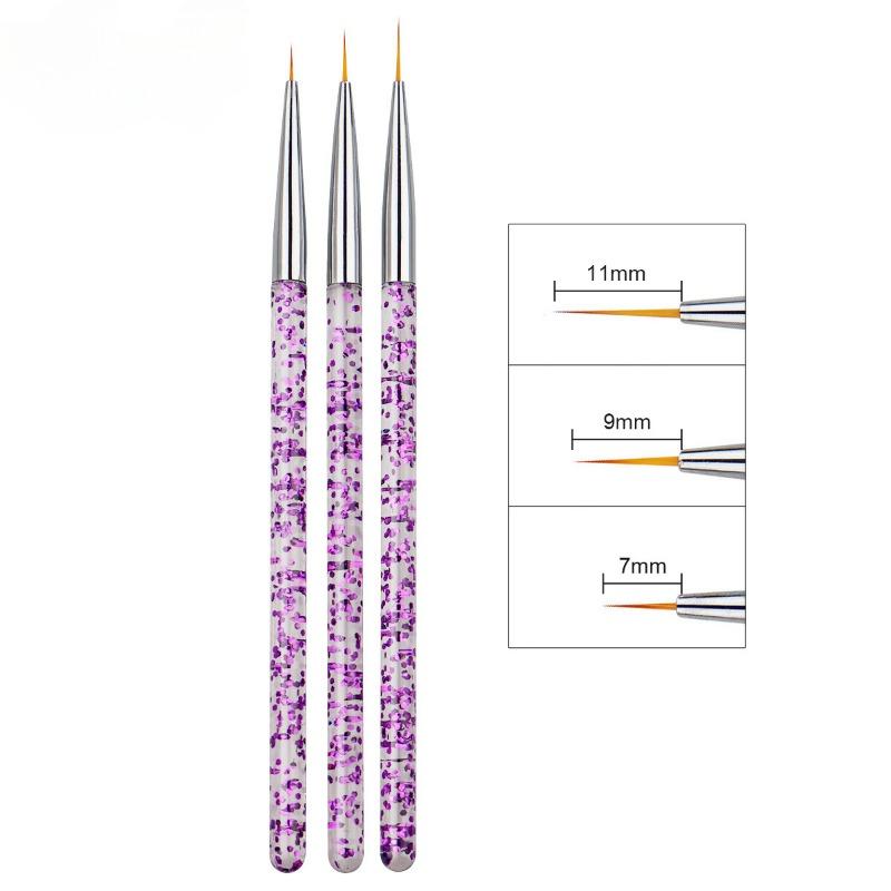 Three Acrylic Exquisite Sequin Rod Pull Line Pen Flower Drawing Hook Line Tool Painting Nail Art Pen