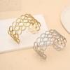 Gold Adjustable Wide Stainless Steel Open Cuff Bracelet for Women with European and American High-End Style