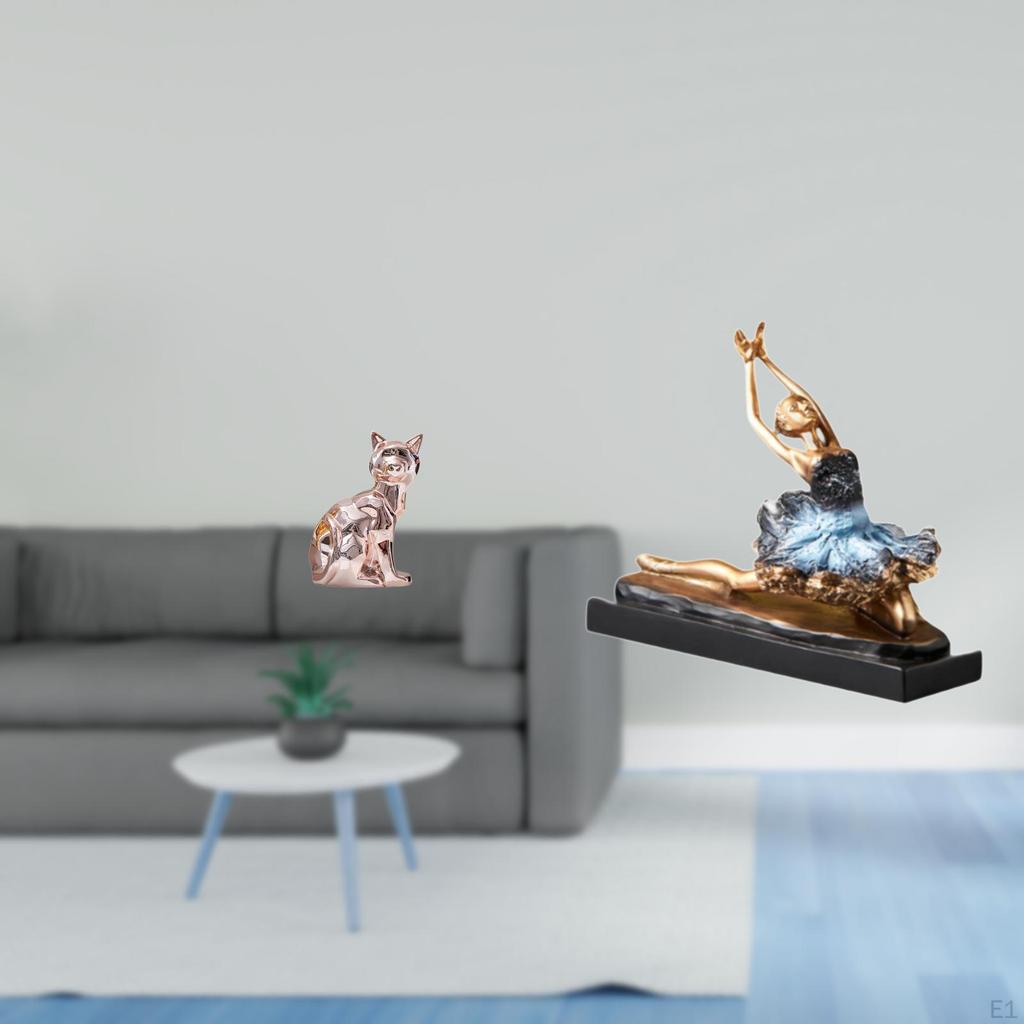 Cat Ballet Statue Decorative Figurine Animal Sculpture Art Craft Ornament for Fireplace And