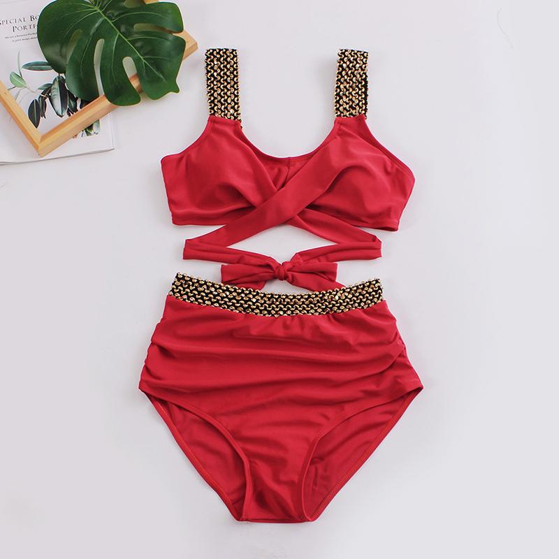 Sommer Push Up Frauen Klassische Badeanzug Hohe Taille Bikini Set Zwei Stücke Bademode Weiblichen Strand Badeanzug