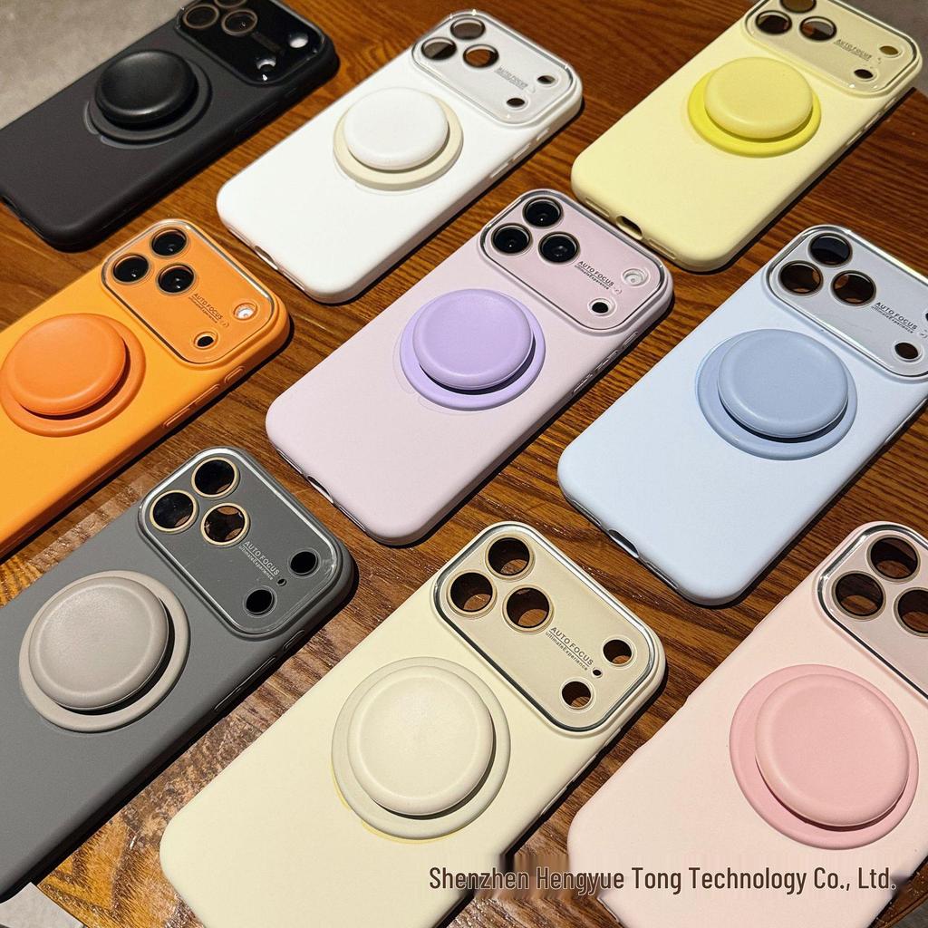 Liquid Silicone iPhone 17 Pro Max Case with Stand - Solid Color Airbag Design