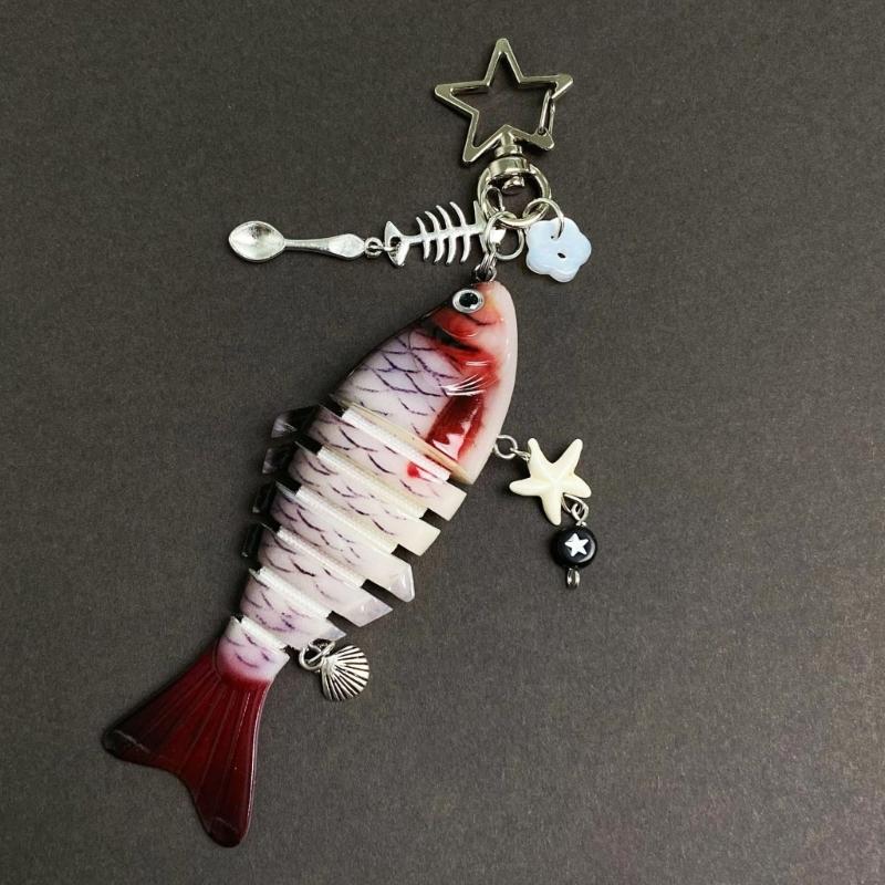 Lifelike Moving Fish Lure Keychain Key Holder Decoration For Angling Hobbyists Multidirectional Key Holder Accessory