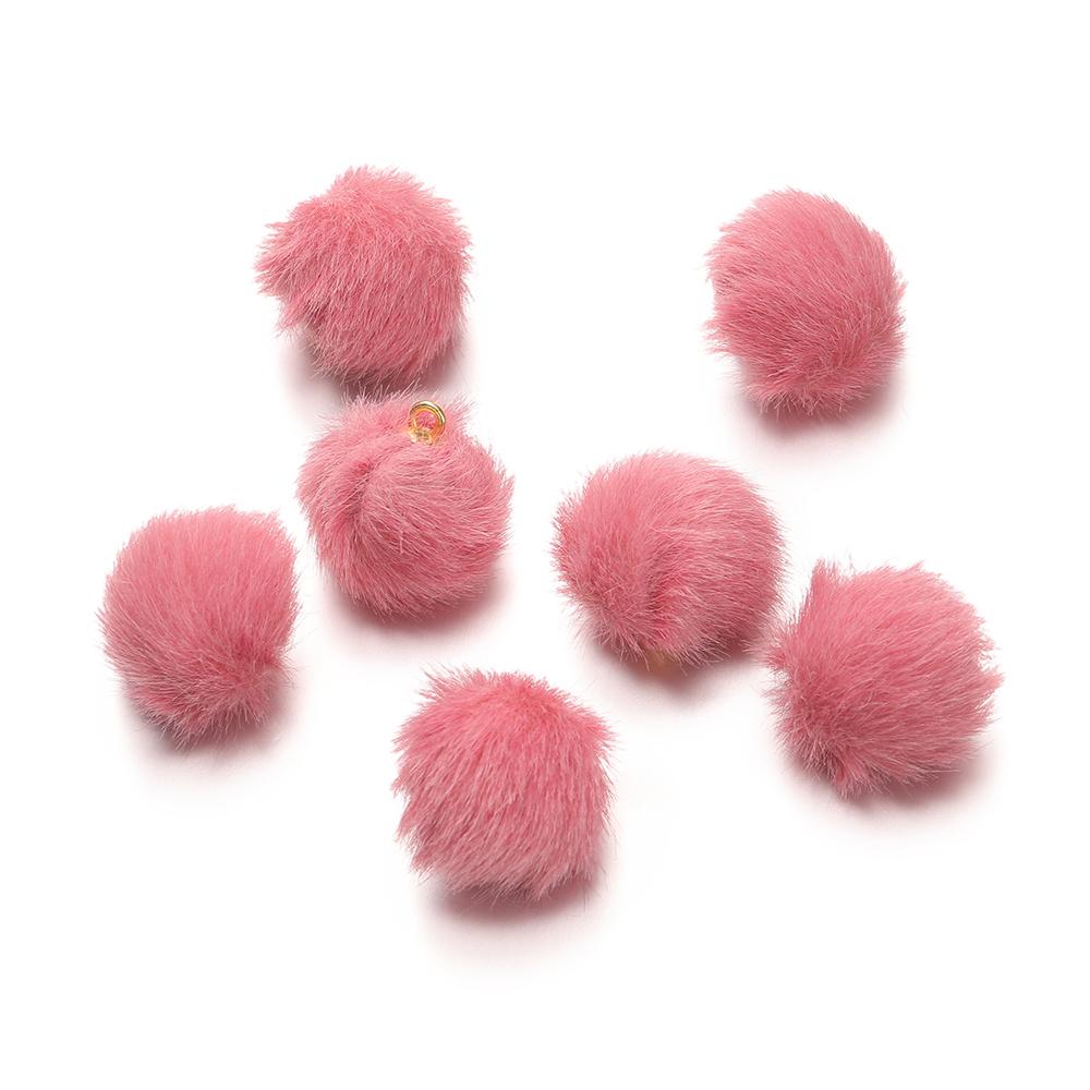 10pcs 17mm Plush Fur Covered Ball Beads Charms Pompom Beads Pendant for DIY Earring Bag Keychain Pendant Jewelry Making Supplies