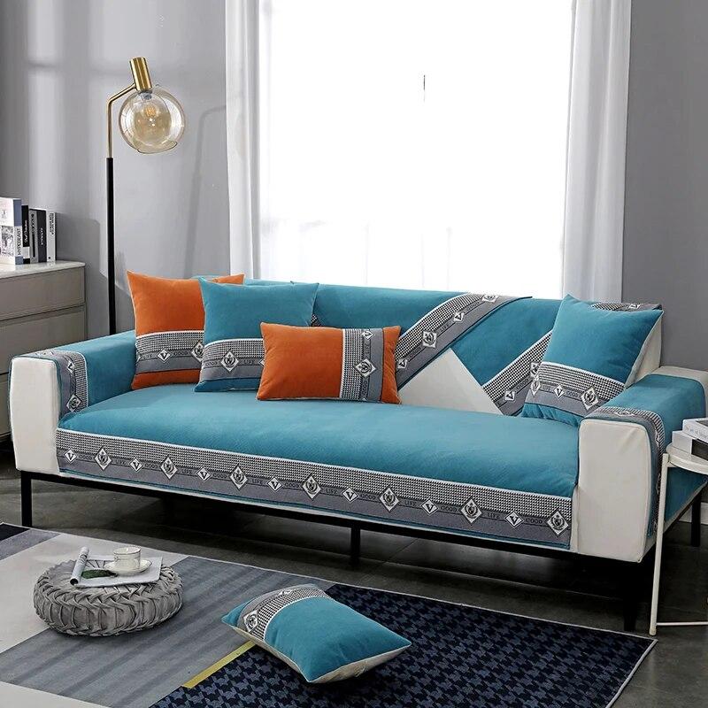 Chenille-Sofa-Kissenbezug, vier Jahreszeiten, universell, rutschfest, Sofabezug, Bezug, universeller Bezug, Stoff, Handtuch, Armlehne, Handtuch