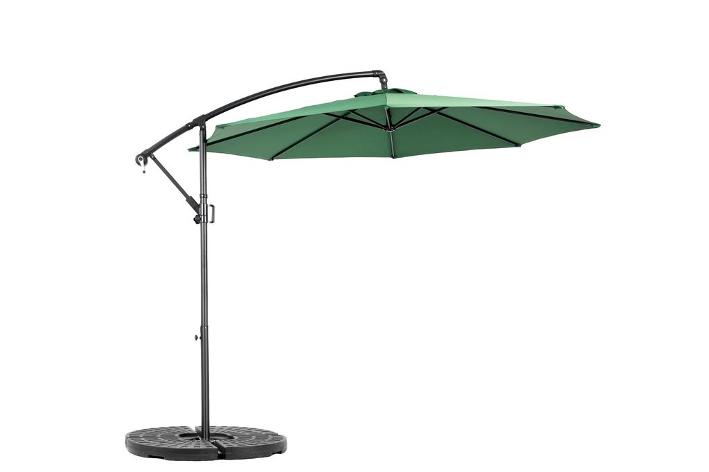 Best Choice Products 10ft Offset Patio Umbrella w/Tilt Adjustment, Polyester Shade, 8 Ribs for Backyard, Poolside - (Dark green)(No Base)