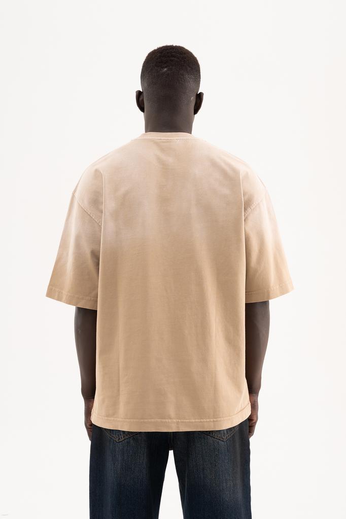 Machinist Men's Oversized T-shirt with a Gradient and Distressed Effect – Dark Beige S