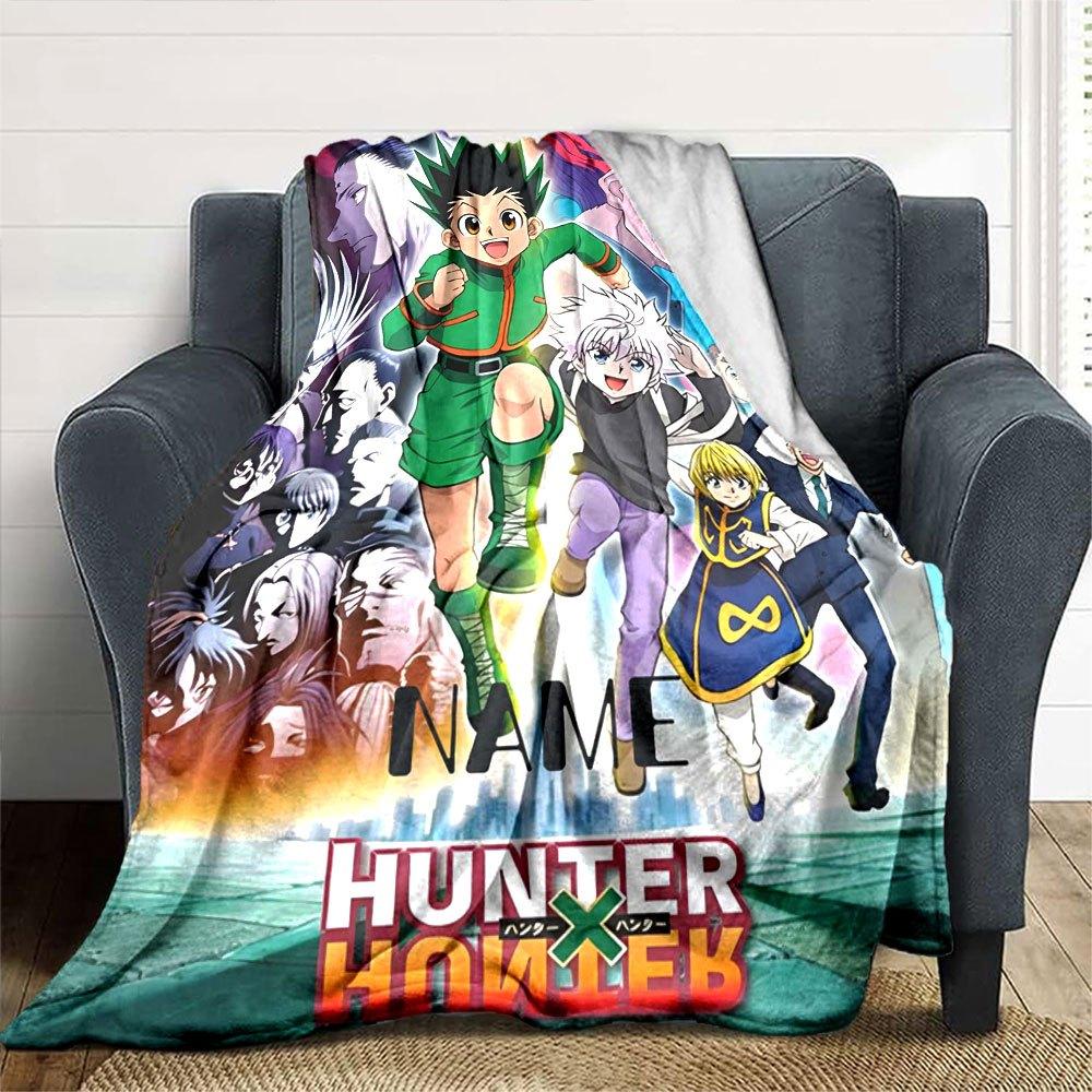Hunter X Hunter Adventure Begins Throw Customizable Blanket Customize Your Name Comfortable Perfect For Sofa Couch Office Bed Picnics All Season Use