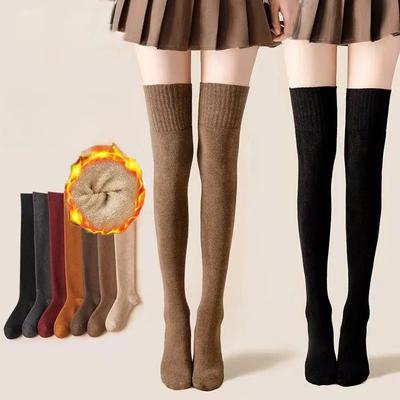 Winter Warme Lange Socken Rohr Dicke Hohe Rohr Über Knie Knie-Länge Strumpfwaren Socken Terry Einfarbig Frauen Verdicken wade Socken