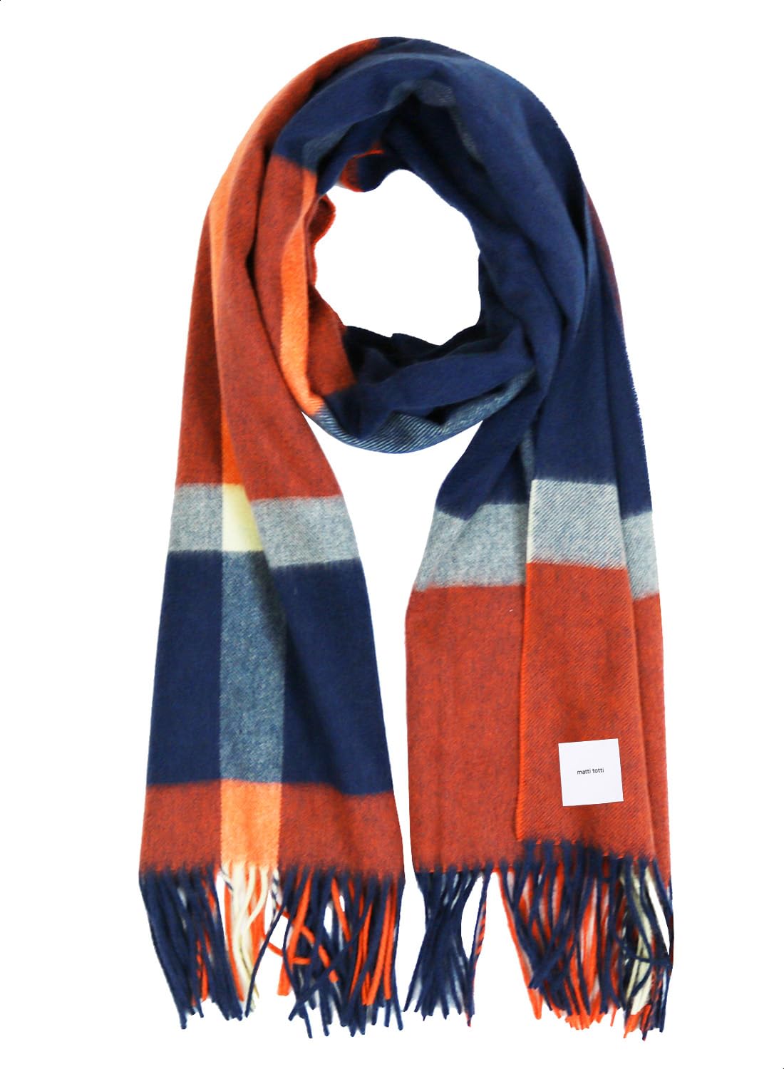 

matti totti Темно-синий x Оранжевый Кашемир Клетка Кашемировая Стола, Большая, Толстая, Узор, Мужская, 100% Хлопок, Длинная, Стола, Подарок, B0024B-11