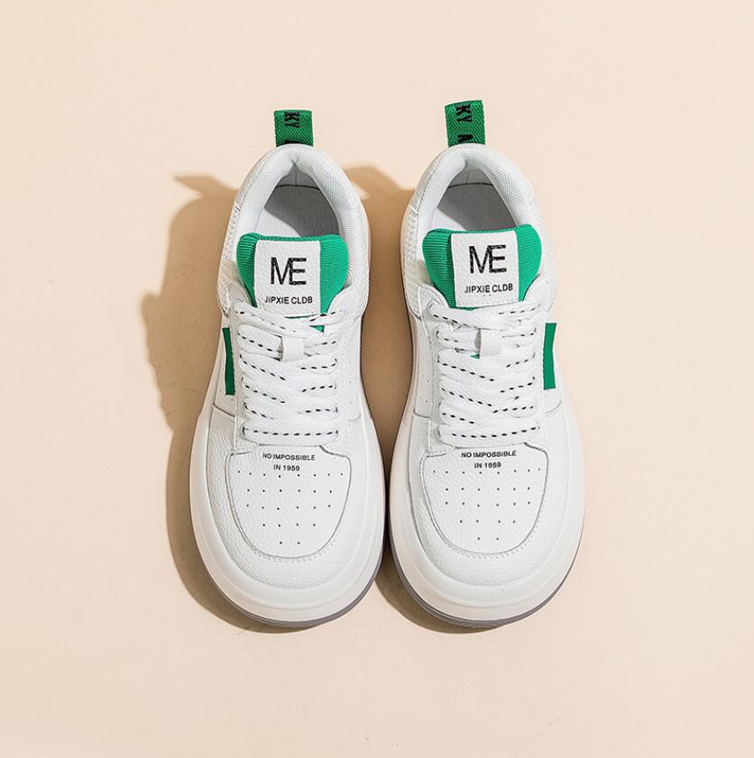 2024 Spring New Shoes Fashion Small White Shoes Genuine Leather Thick Sole Fashion Shoes Women's Sports and Casual Board Shoes