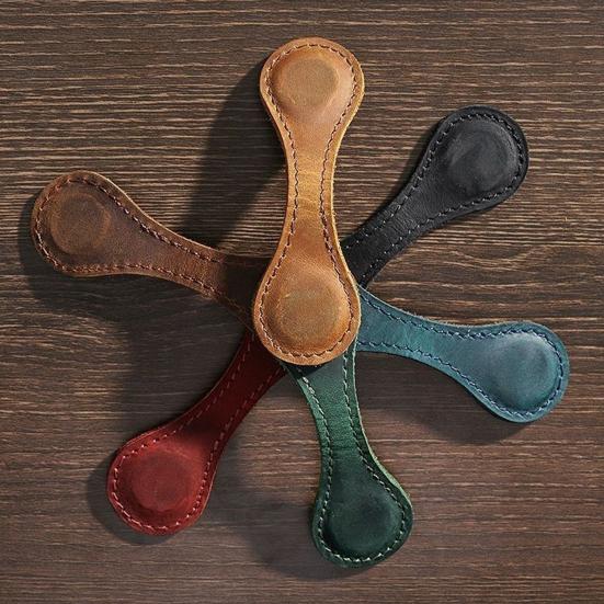 Yousheng 6 Pcs Magnet Faux Leather Bookmarks Multi Colors Magnet Clip Bookmarks Anti-slip Strong Magnet Book Markers Book Lover Accessories