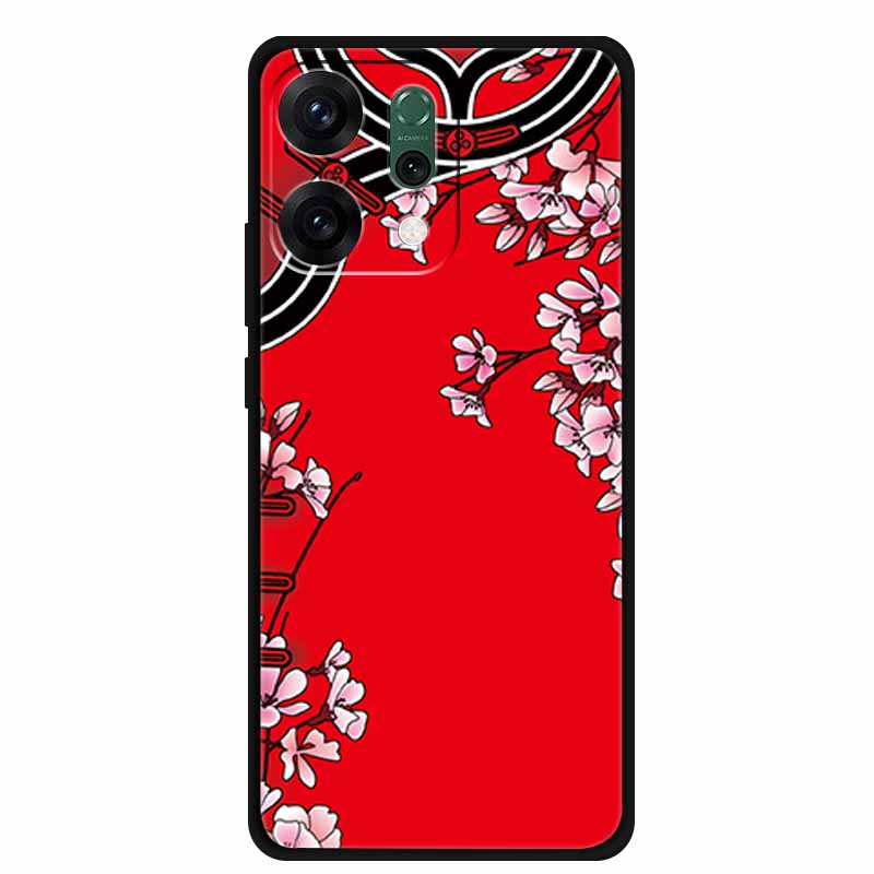 For Oppo Reno 14 5G 3D CaseRelief Flowers Emboss Phone Cover For Oppo Reno 14 Black Silicone Shockproof Soft Fundas Protector