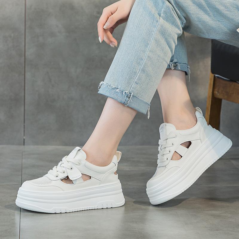 Women's Shoes High-end External Wear 2025 Spring and Autumn New Thick-soled Inner Height Increase Casual Little White Shoes Women's Sports Dad Shoes