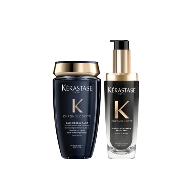 Набор туалетных принадлежностей Kerastase Black Diamond Ключевой источник Очищение Набор из двух предметов: Шампунь Black Diamond 250 мл + Масло для волос с ароматом Black Diamond 75 мл чёрный