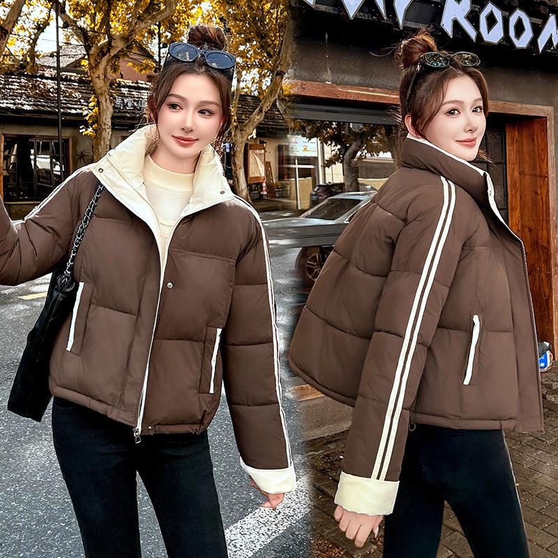 Thickened padded jacket winter new small stand-up collar bread padded jacket women's foreign style loose short padded jacket