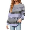 Fashionable Women's Long Sleeved Striped Printed Lightweight Sweater With Loose Round Neck Top