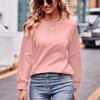 2023 Autumn  Fashion Solid Color Jacquard T-shirts Women Long Sleeve Tops Round Collar Tees Casual Loose Clothes Tshirt 28286