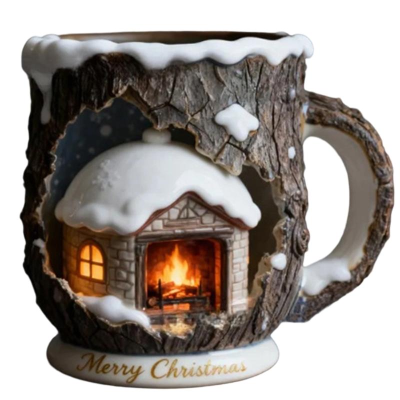 

Reusable Christmas Theme PP Mugs Heat Resistant Handle Easy Cleaning Surfaces for Kitchen Office Holiday Decorations