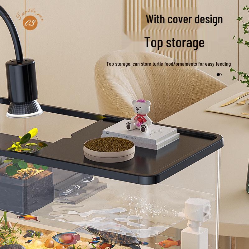 Versatile Desktop Turtle & Fish Aquarium with Basking Platform and Integrated Circulation System