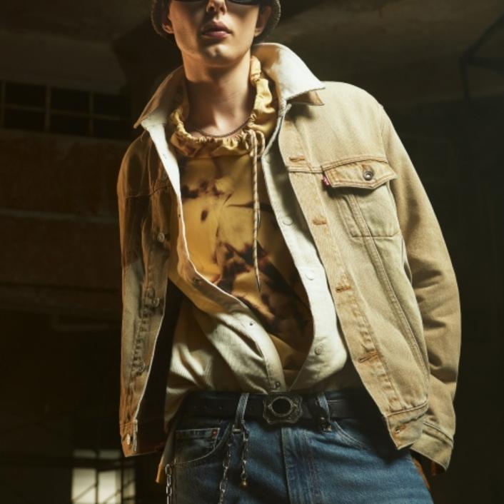 Levis Denim Wanderer Series FW24 Plaid Color Block Flannel Lined Long Sleeve Shirt Men Shirts Beige 0029Z-0000