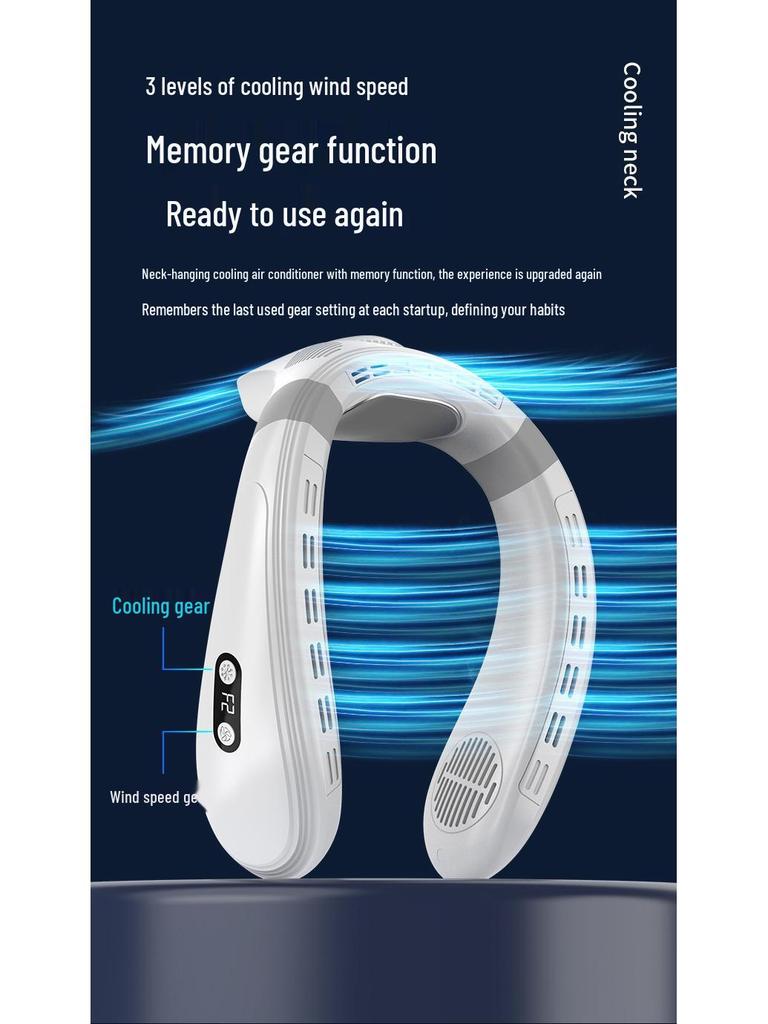 Portable USB Bladeless Neck Fan with Digital Display for Japan and South Korea