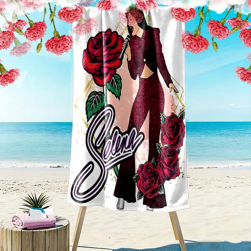 Selena Quintanilla Print Beach Towel, Large Soft Quick Dry Towel for Beach Camping Swimming