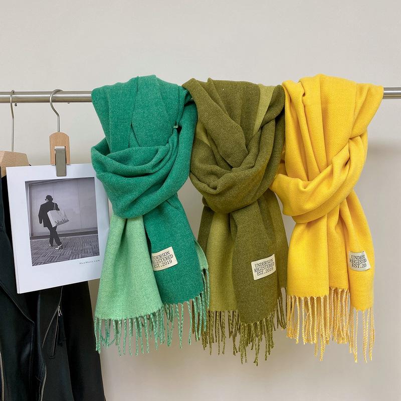 Warmer Schal aus künstlichem Kaschmir für Herbst und Winter, einfarbig, langer Schal, alles passend