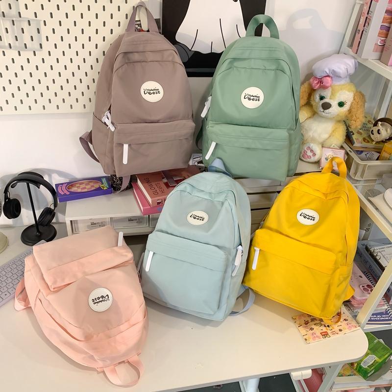 Women's Schoolbag Lightweight Backpack College Style High School Student Solid Color Backpack