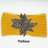 Crystal Beaded Flower Knit Headband For Women Winter Wool Ear Warmer Hairband Turban Headwrap Hair Accessories Bandeau