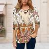 Women Plus Size Round Neck 3 4 Sleeve T Shirt Cartoon Tiger Printed Curved Hem With Pockets