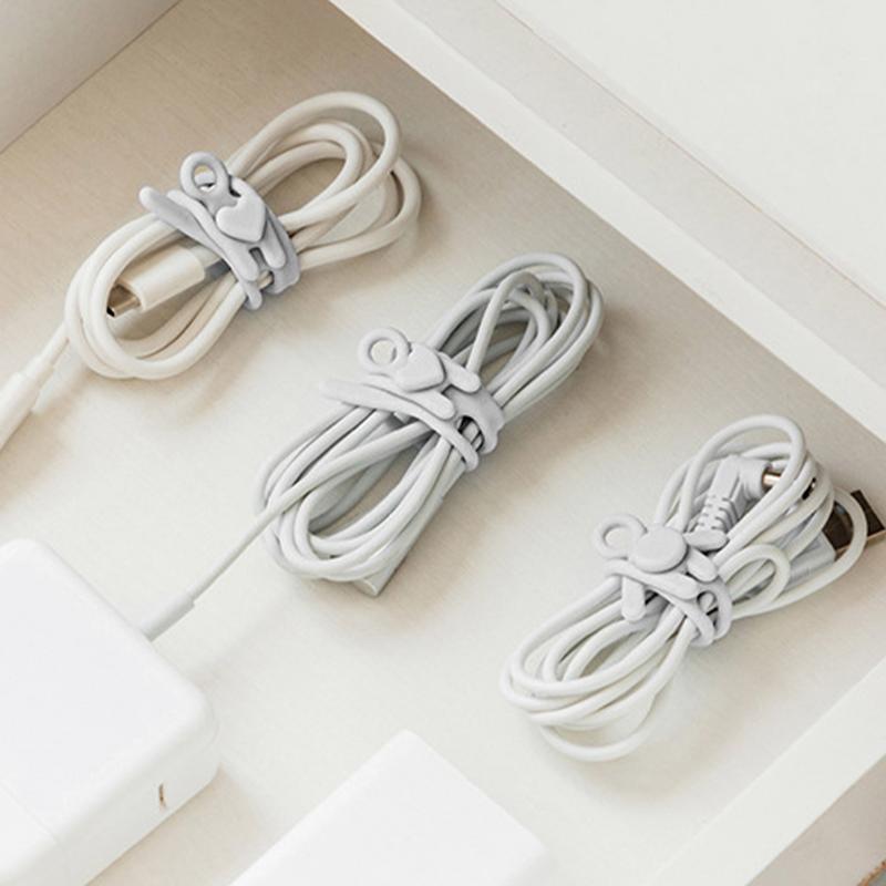 6PCS Cable Organizer Earphone Clip Charger Cord Management Silicone Wire Manager Holder Data Line Bobbin Winder Straps