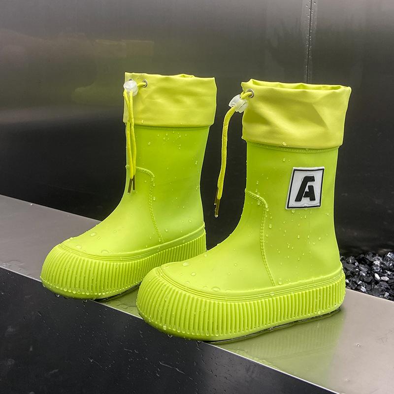 Fashion Winter Mid-tube Beam Mouth Fashion New Women's Rain Boots Fashion Thick Sole Anti Slip Ladies Rain Shoes Outdoor Non-Slip Shoes