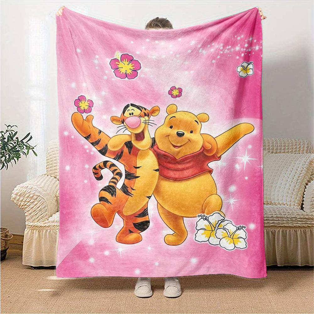 Piglet Tigger Pink Flannel Blanket Super Soft Warm Cozy Blanket For Sofa Bed Office Travel Allseason Home Decor Gift