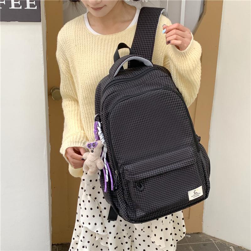 Schoolbag new retro solid color backpack large capacity junior high school student college bag simple versatile leisure travel backpack