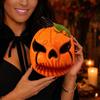 Hard Material Horror Mask Halloween Pumpkin Face Mask, Scary Lantern Party Costume Accessory Breathable Props for Secret Room Games