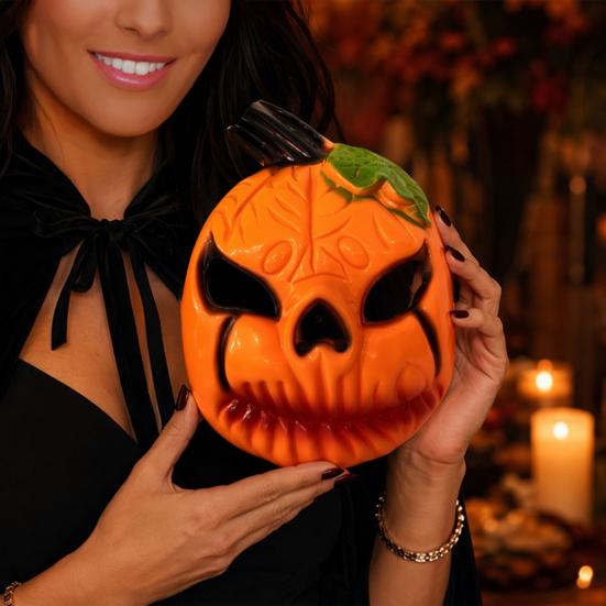 Hard Material Horror Mask Halloween Pumpkin Face Mask, Scary Lantern Party Costume Accessory Breathable Props for Secret Room Games