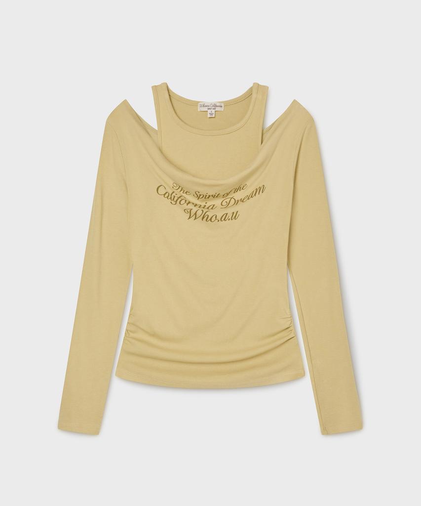 WHO.A.U Layered Off-Shoulder Long-Sleevet-Shirt/Whlag1181F