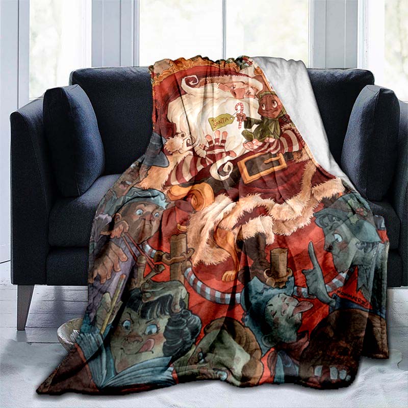 Christmas Blanket Santa Claus Blanket Alice Blanket Flannel Blanket Cartoon Throw Blanket Christmas Blanket for Bed Sofa Best Gift