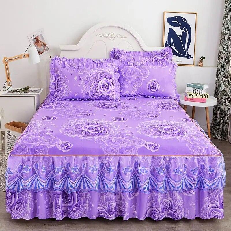 1pcs Korean Style Small Fresh Bed Skirt, Non Slip Bed Cover, Bed Sheet, Bed Cover, Mattress Protection Cover, Single Double Bed