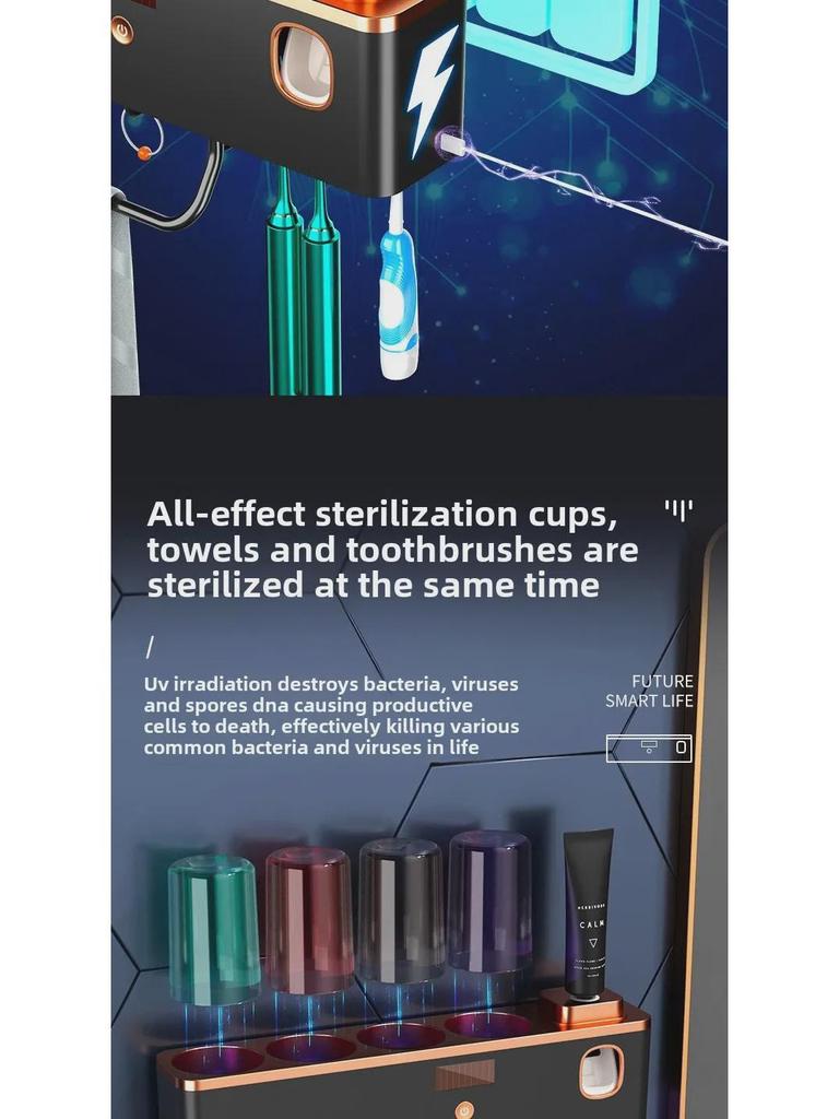 Wall-Mounted Multi-Functional Toothbrush Sterilizer and Holder