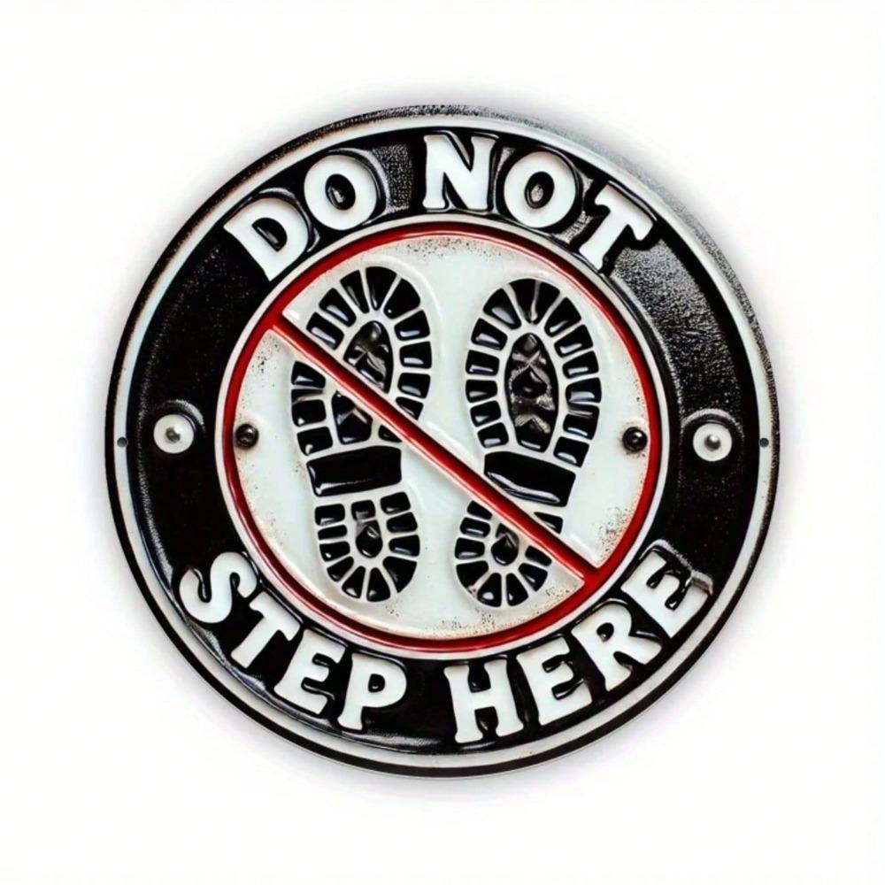 Vintage Do Not Walk Here Metal Sign Outdoor Garden Garage Warning Plaque Footprint Decor