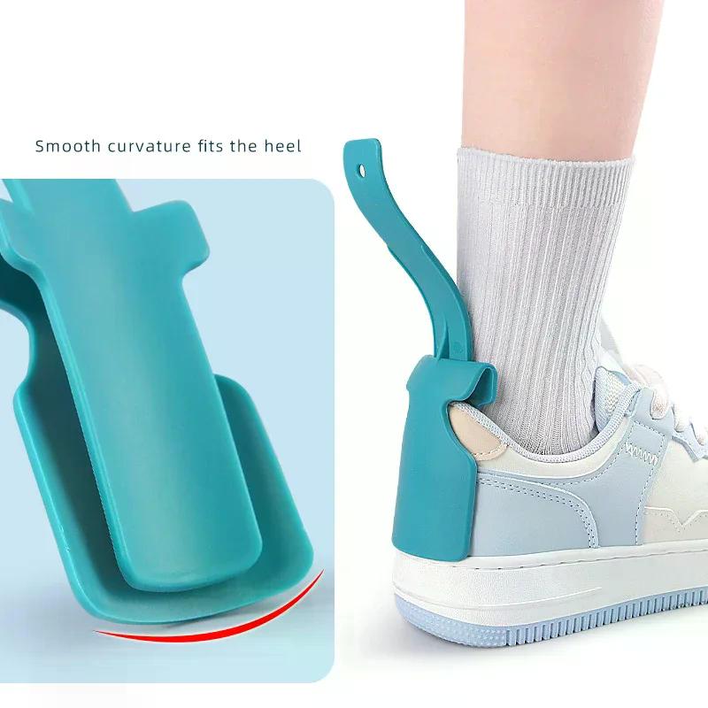 1pair Unisex Plastic Lazy Shoe Helpers Portable Shoehorn Sock Shoe Slider Travel Handled Lifting Wearing Helper