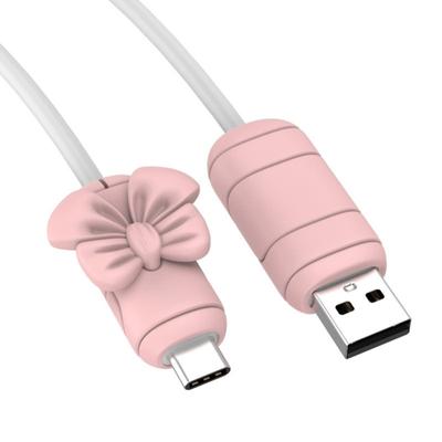 2 Pairs Silicone Charging Cable Protectors with Bowknot Design Fashionable Phone Accessories Wire End Guards for Cord