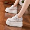 Platform White Shoes Women's 2025 Autumn New Foam Platform Inner Height Increase Women's Shoes Muffin Versatile Full Diamond Casual Shoes