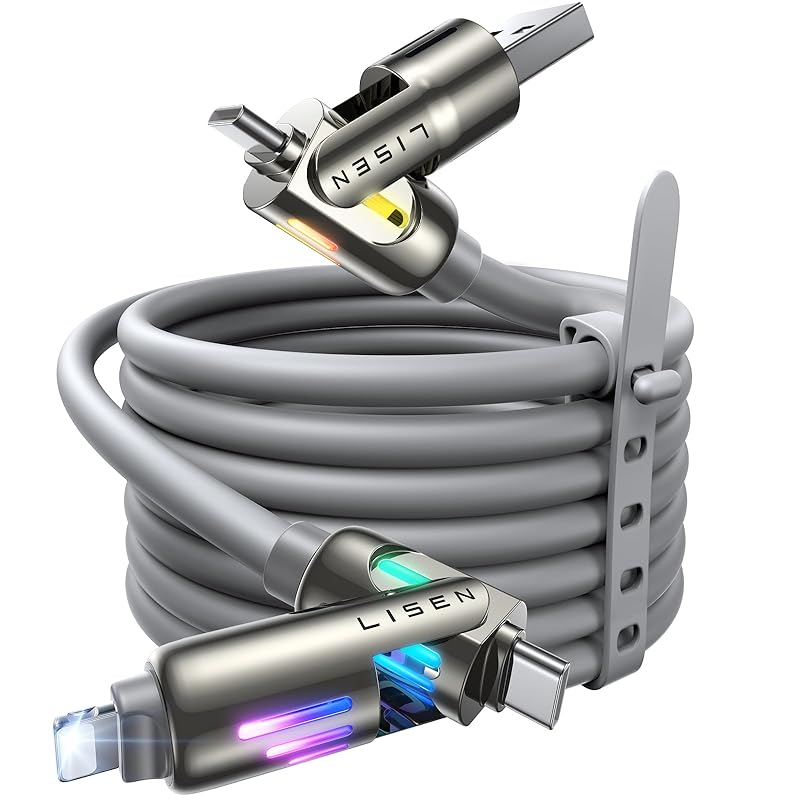 

Зарядний кабель LISEN 4 в 1 Макс. 240 Вт USB-кабель C [2M, PD3.1] кабель типу c швидка зарядка, передача даних 480 Мбіт/с, до C/типу Lightning/USB AC/USB