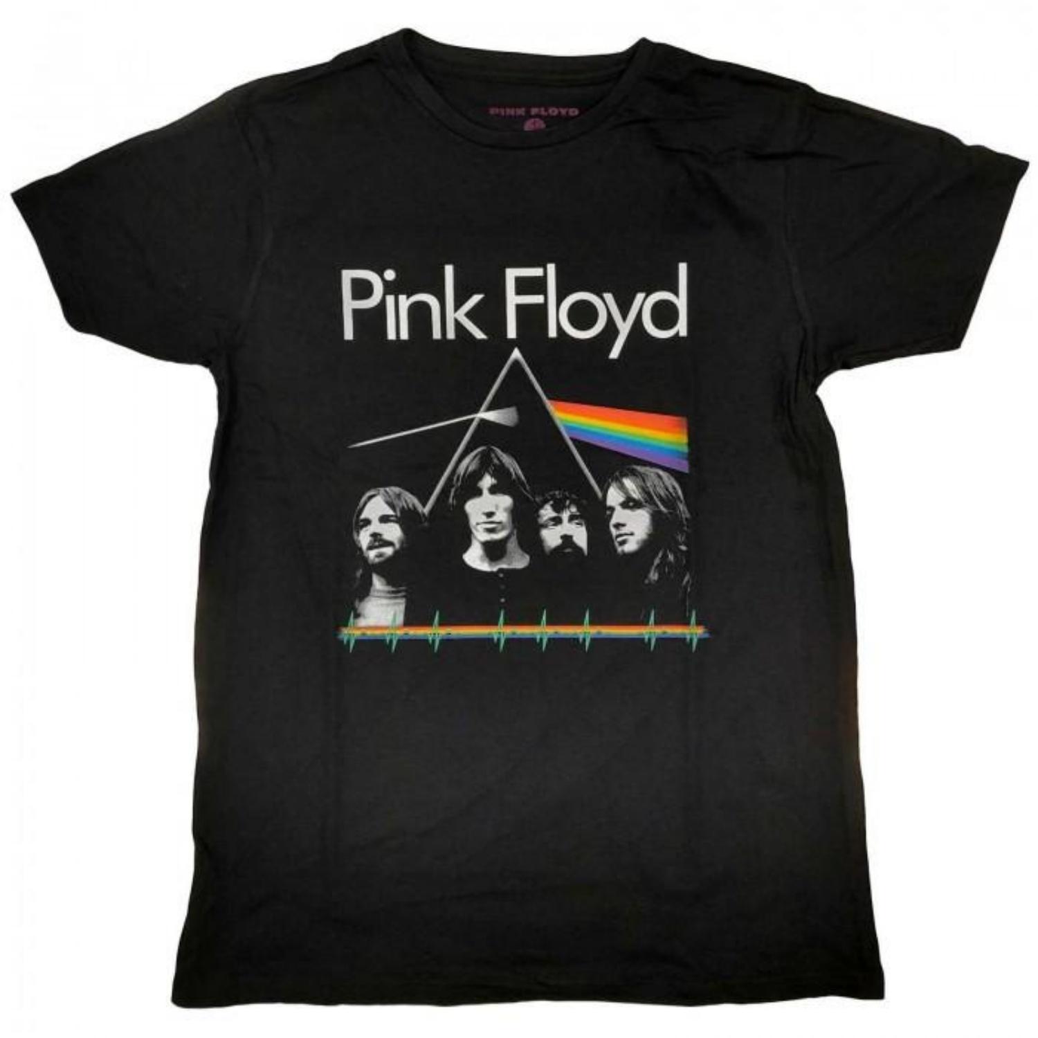 Унисекс Взрослая футболка Pink Floyd Dark Side Of The Moon Band & Pulse S чёрный