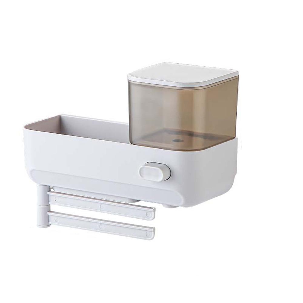 

Пластиковый нажимной дозатор мыла настенный без перфорации диспенсер стойка большая емкость для хранения тряпок сушилка для кухни серый